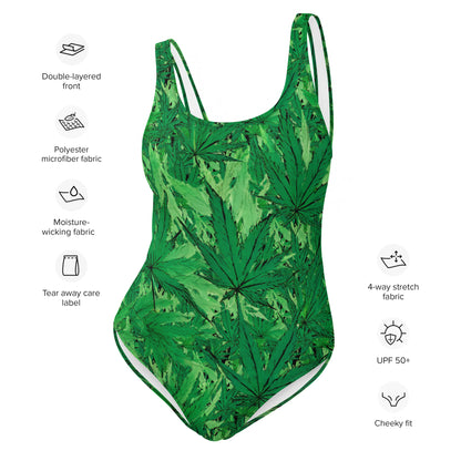 Weed Green One-Piece Swimsuit