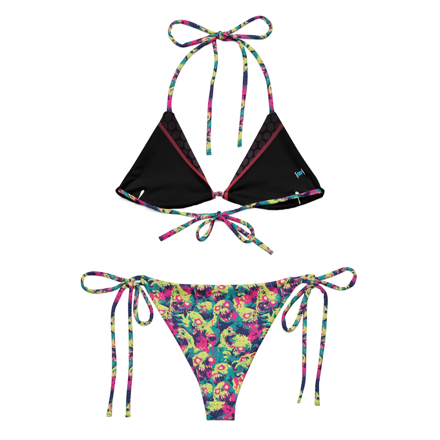 Zombies Pink & Green recycled string bikini –  Free Delivery! Rock / Metal / Gothic / EDM / Clubwear - Alternative Apparel Only from Phase B Records. Plus Size to 6XL