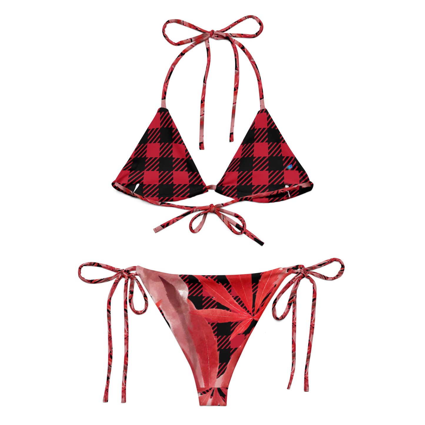 Weed Red All-over print recycled string bikini