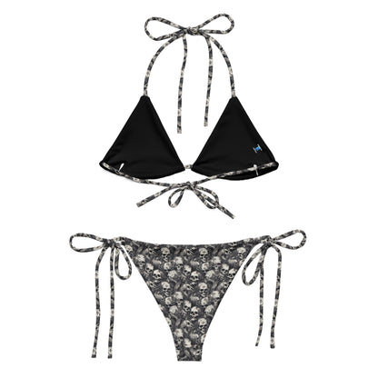 Skulls Black & White recycled string bikini