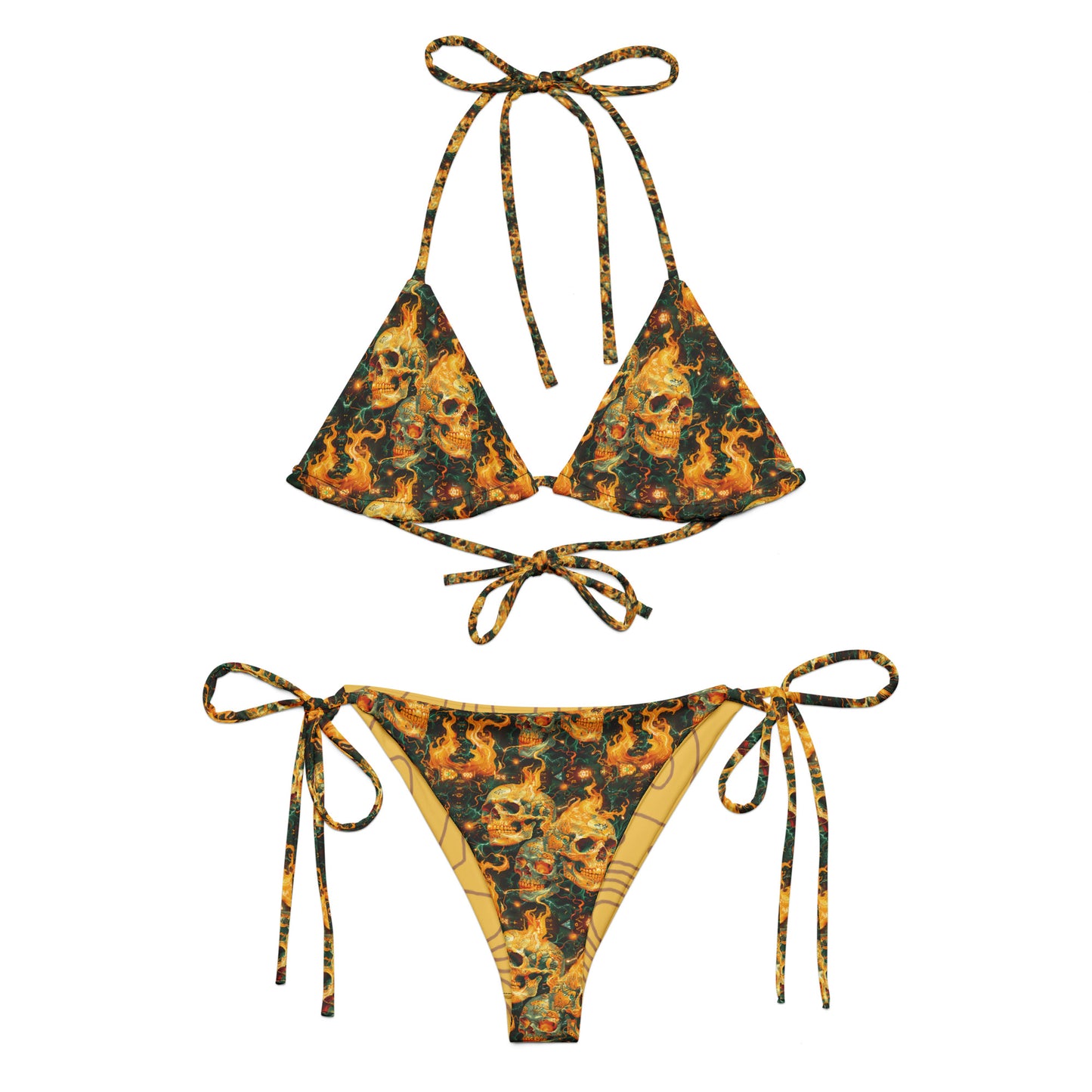 Flaming Skulls recycled string bikini