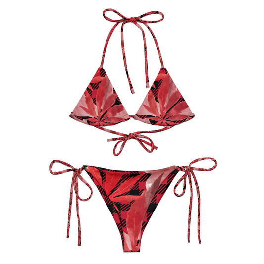 Weed Red All-over print recycled string bikini