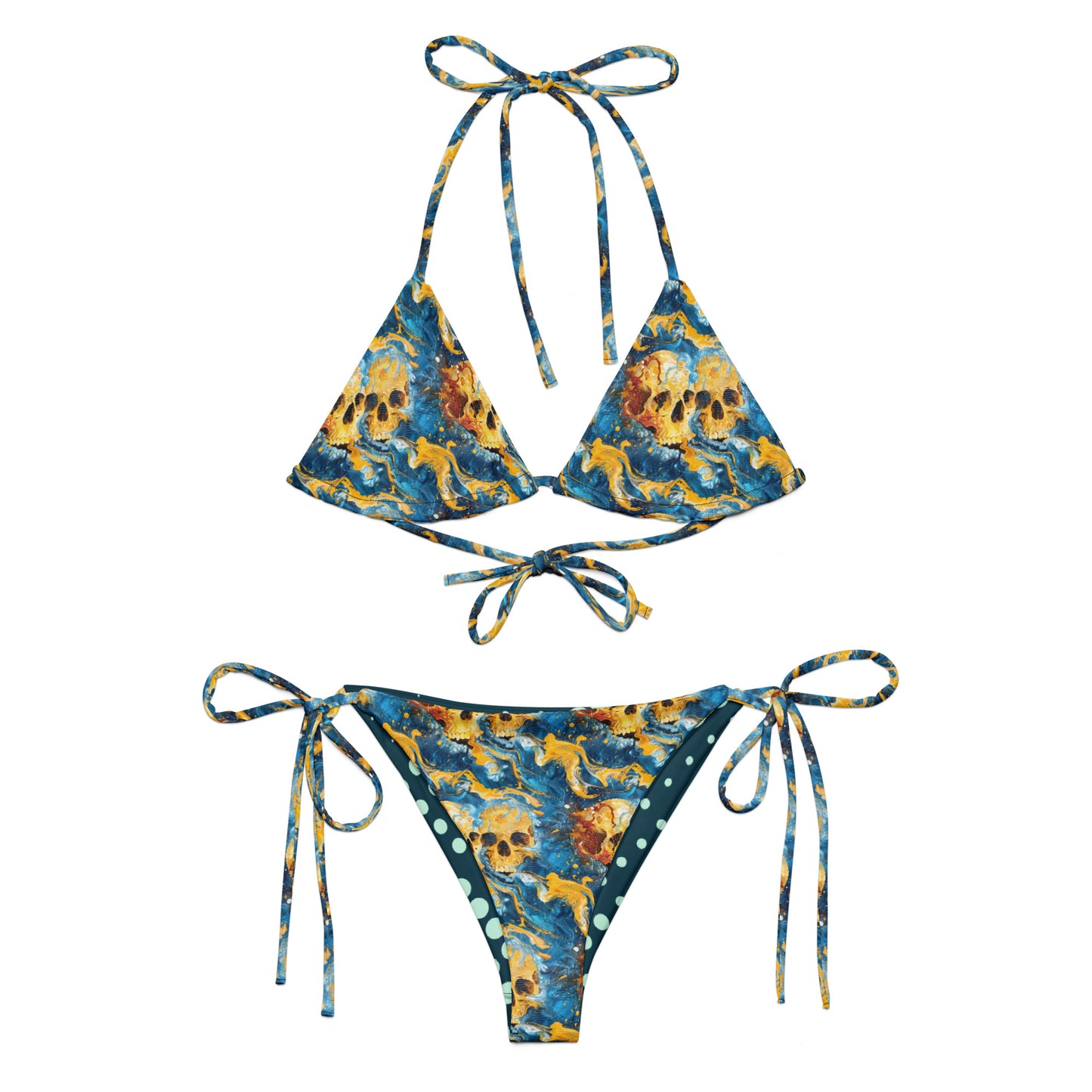 Gold Skulls recycled string bikini