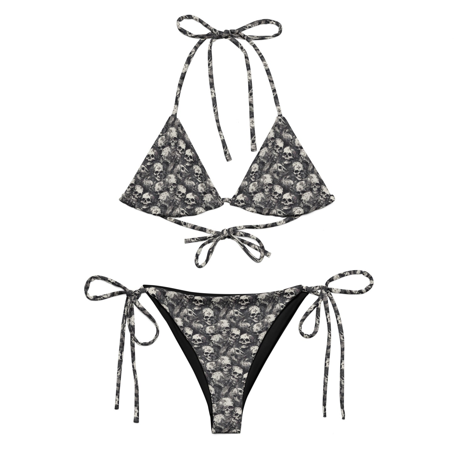 Skulls Black & White recycled string bikini