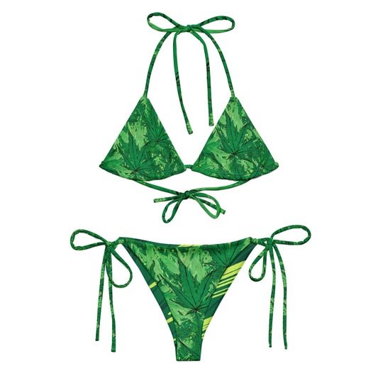 Weed Green recycled string bikini