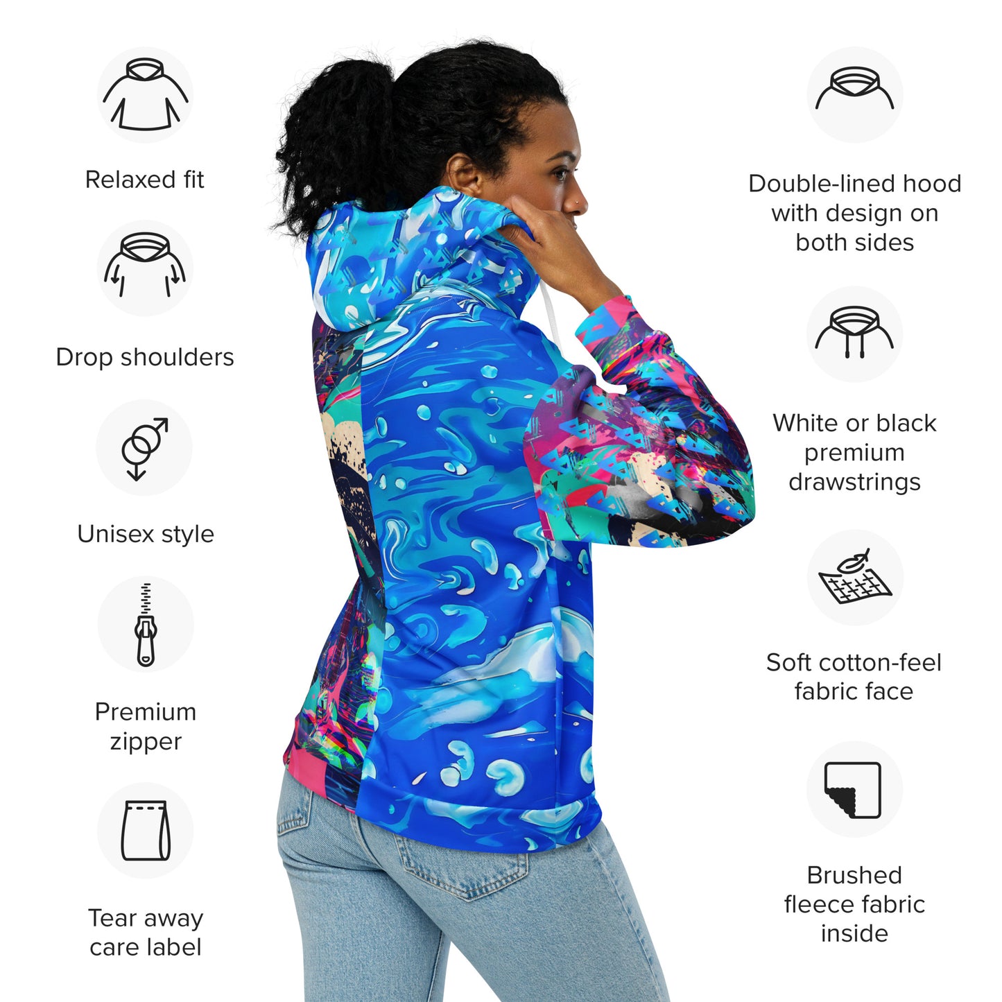 Jess Lewis Seafoam & Andromeda Unisex zip hoodie - Free Delivery! Rock / Mathrock / Progressive / Jazz Fusion - Alternative Apparel and Merch Only from Phase B Records.