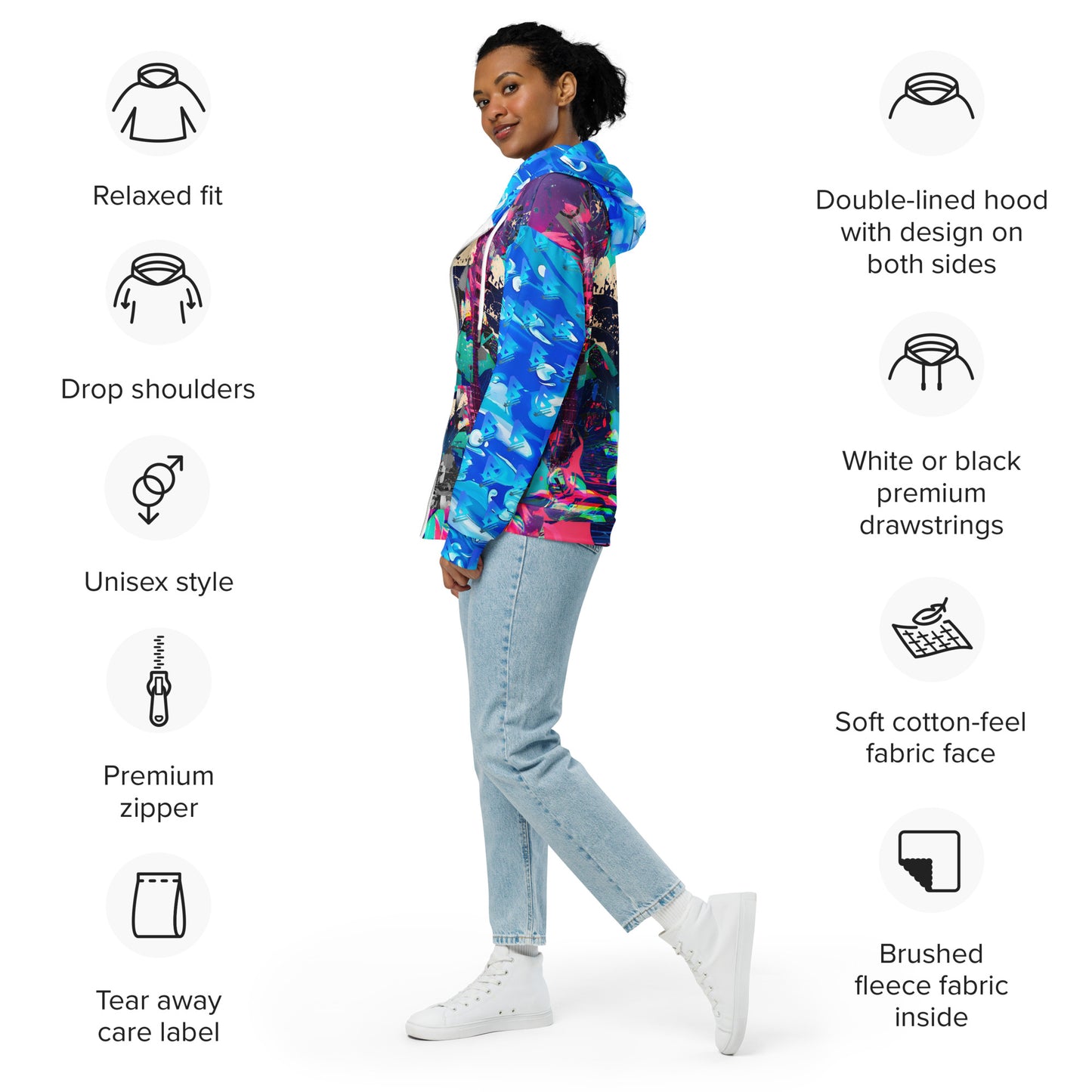 Jess Lewis Seafoam & Andromeda Unisex zip hoodie - Free Delivery! Rock / Mathrock / Progressive / Jazz Fusion - Alternative Apparel and Merch Only from Phase B Records.