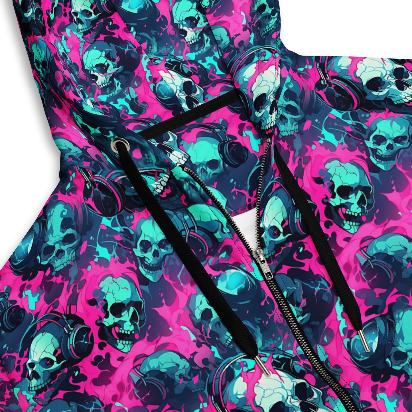 Pink Skulls Unisex zip hoodie