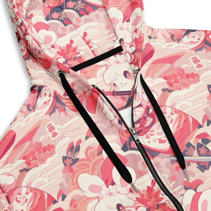 Samurai Bunny Rabbit Unisex zip hoodie