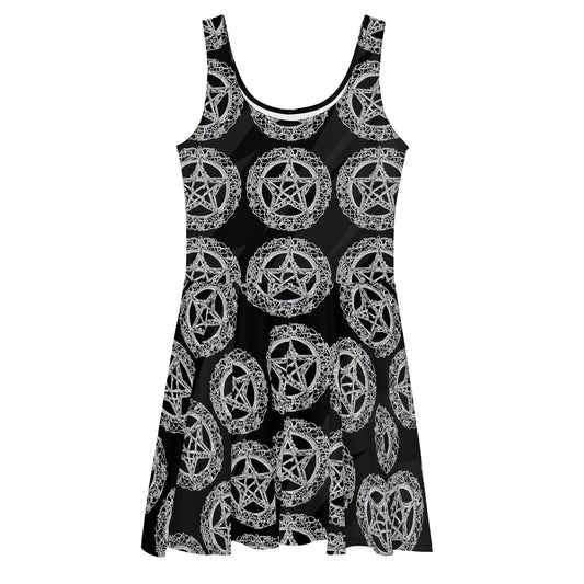 Pentagram Black Skater Dress