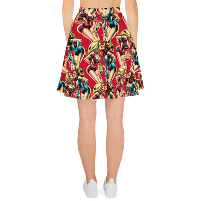 Retro Pinup Graphic Skater Skirt