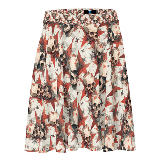 Red Star Skulls Skater Skirt