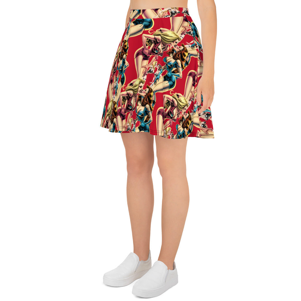 Retro Pinup Graphic Skater Skirt