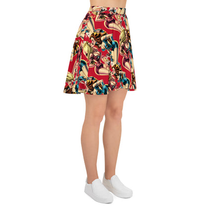 Retro Pinup Graphic Skater Skirt