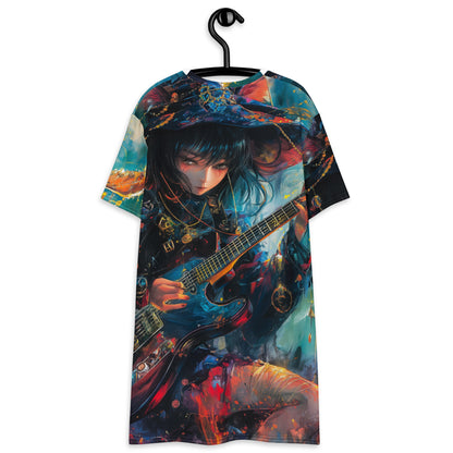 Anime Guitar Girl T-shirt dress