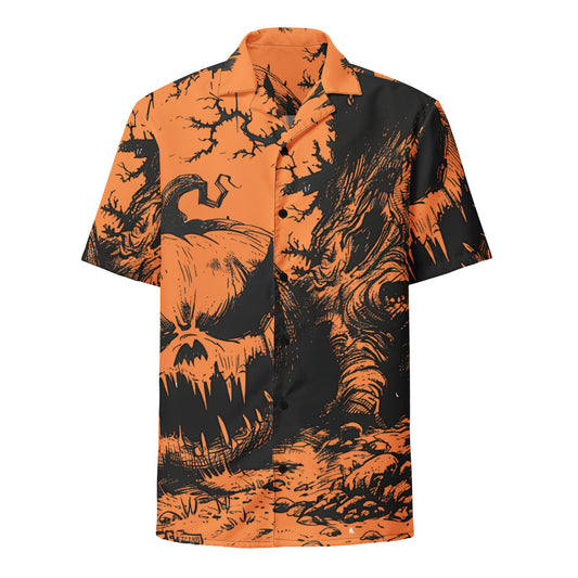 Pumpkin Orange Unisex Button Shirt