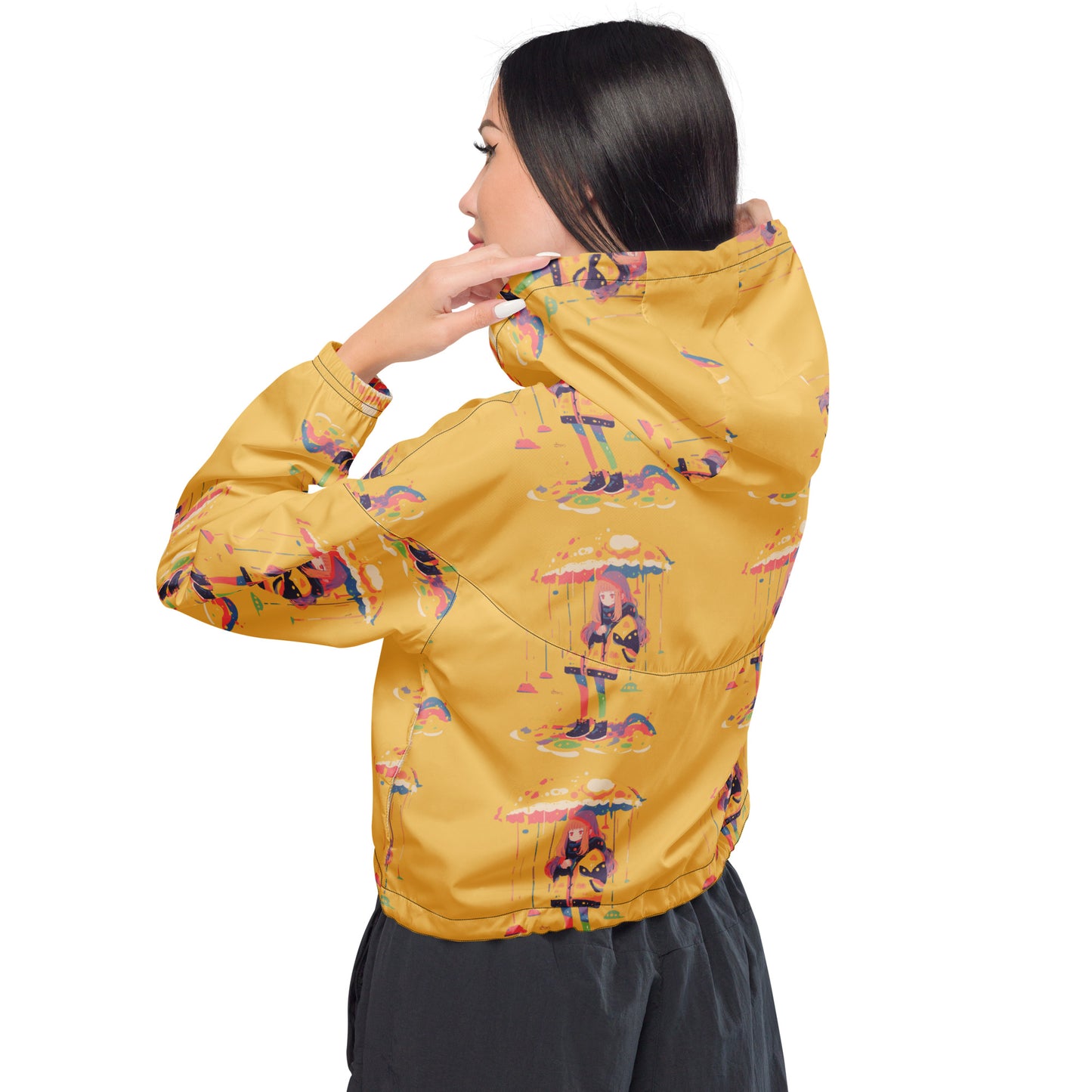 Anime Rain Girl Women’s cropped windbreaker