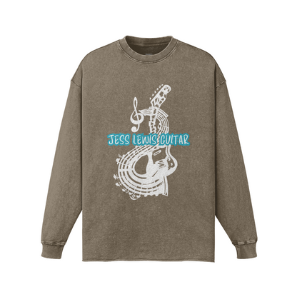 Jess Lewis Guitar Unisex Raw Hem Faded Long Sleeve T-shirt