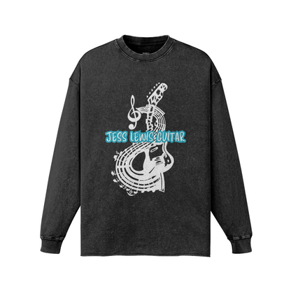 Jess Lewis Guitar Unisex Raw Hem Faded Long Sleeve T-shirt