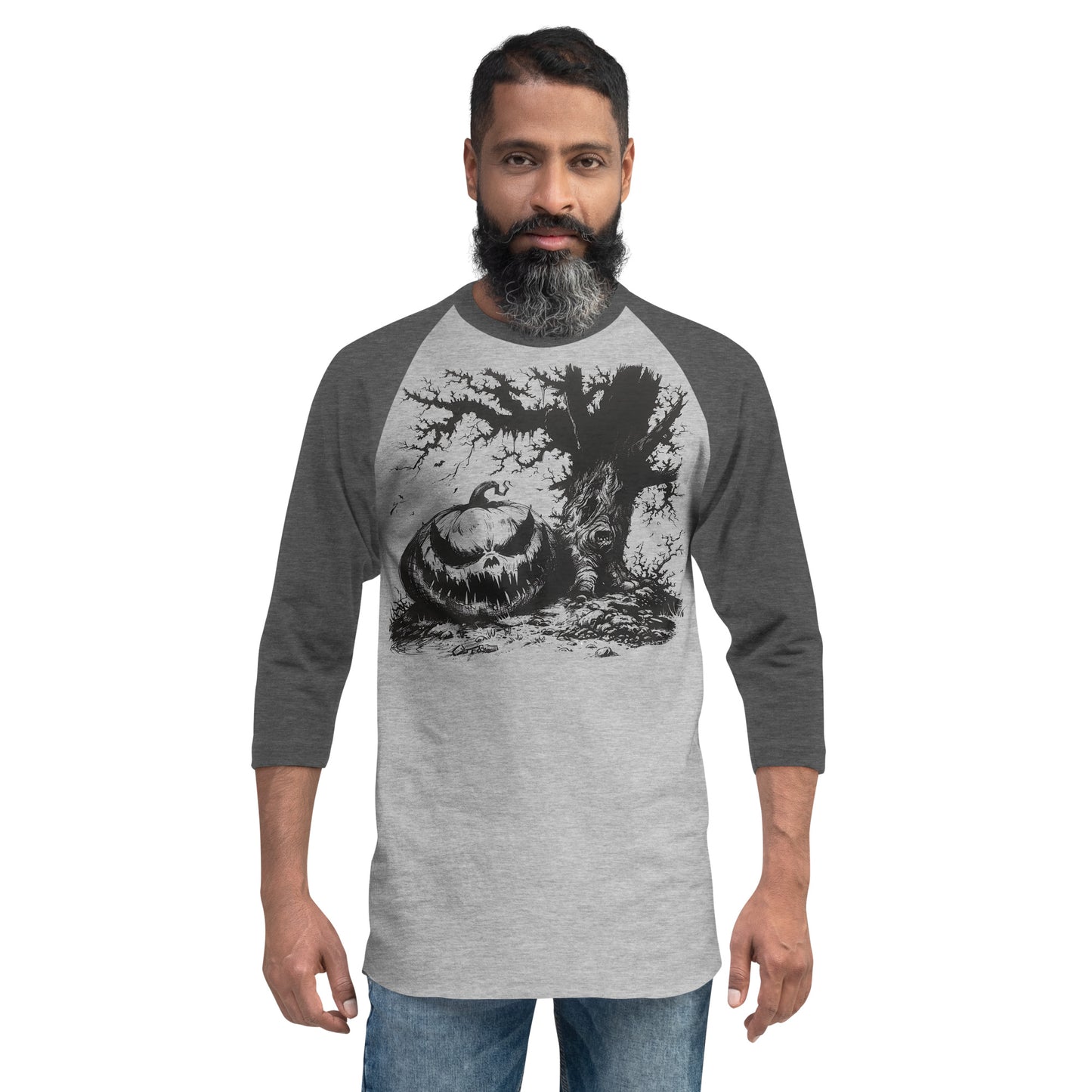 Spooky Pumpkin 3/4 sleeve raglan shirt