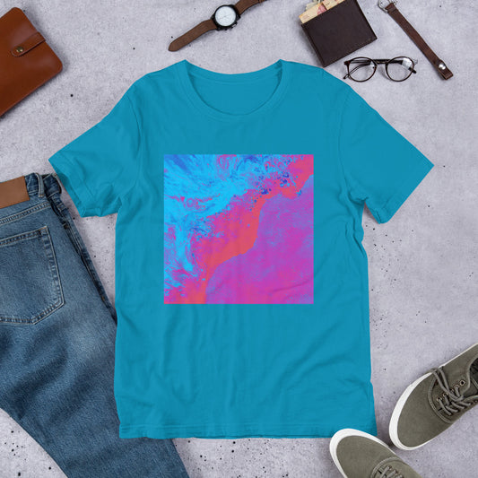 Pink & Blue Abstract Ocean Unisex T-Shirt