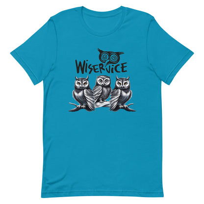 Wiservice 3 Wise Owls Unisex t-shirt - Free Delivery! Reggae / Dub / Ska / Ska punk / Punk - Alternative Apparel and Merch Only from Phase B Records.