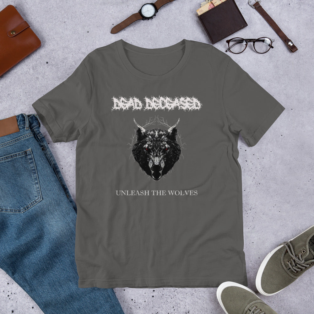 Dead Deceased Unleash the Wolves Unisex t-shirt - Free Delivery! Rock / Metal / Gothic Alternative - Alternative Apparel Only from Phase B Records. Plus Size to 5XL