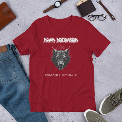 Dead Deceased Unleash the Wolves Unisex t-shirt - Free Delivery! Rock / Metal / Gothic Alternative - Alternative Apparel Only from Phase B Records. Plus Size to 5XL