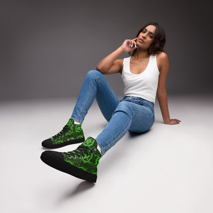 Pentagram Green Women’s high top canvas shoes - Free Delivery! Rock / Metal / Electronic / EDM / Underground - Alternative Apparel and Merch Only from Phase B Records.