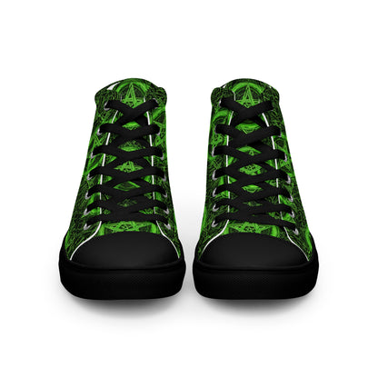 Pentagram Green Women’s high top canvas shoes - Free Delivery! Rock / Metal / Electronic / EDM / Underground - Alternative Apparel and Merch Only from Phase B Records.