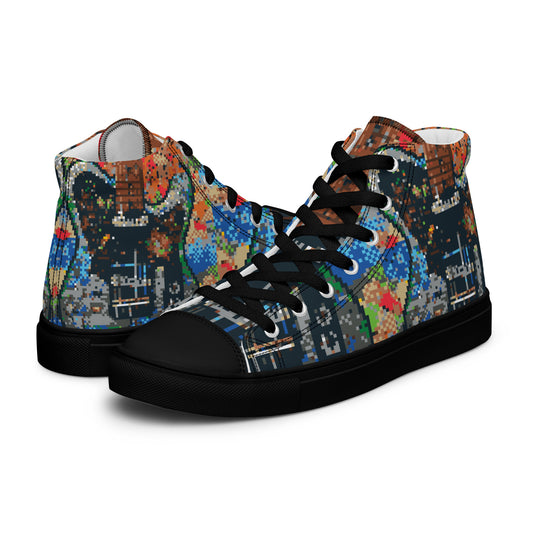 Pixel Guitar Women’s high top canvas shoes