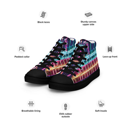 Clip Dist. Women’s high top canvas shoes - Free Delivery! Rock / Metal / Electronic / EDM / Underground - Alternative Apparel and Merch Only from Phase B Records.