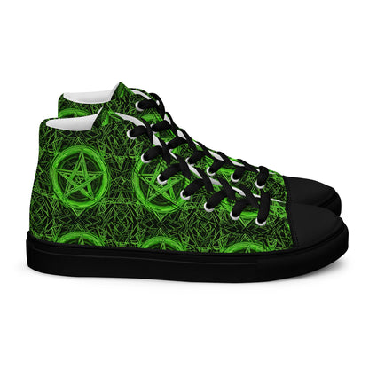 Pentagram Green Women’s high top canvas shoes - Free Delivery! Rock / Metal / Electronic / EDM / Underground - Alternative Apparel and Merch Only from Phase B Records.