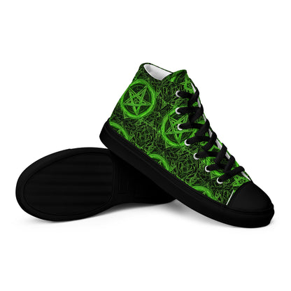 Pentagram Green Women’s high top canvas shoes - Free Delivery! Rock / Metal / Electronic / EDM / Underground - Alternative Apparel and Merch Only from Phase B Records.