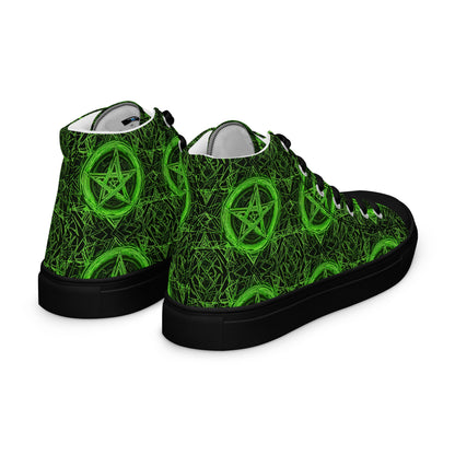 Pentagram Green Women’s high top canvas shoes - Free Delivery! Rock / Metal / Electronic / EDM / Underground - Alternative Apparel and Merch Only from Phase B Records.