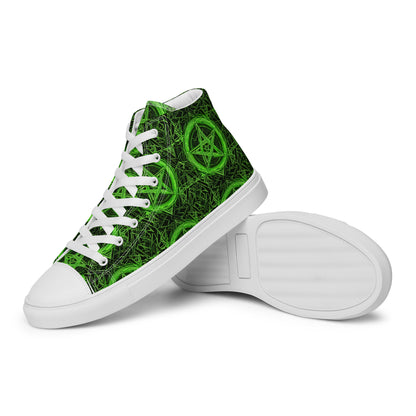 Pentagram Green Women’s high top canvas shoes - Free Delivery! Rock / Metal / Electronic / EDM / Underground - Alternative Apparel and Merch Only from Phase B Records.