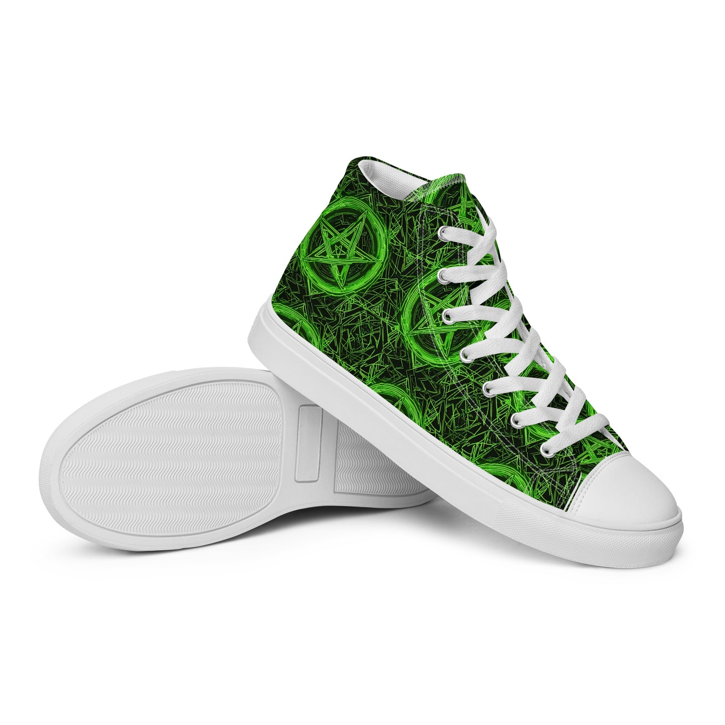 Pentagram Green Women’s high top canvas shoes - Free Delivery! Rock / Metal / Electronic / EDM / Underground - Alternative Apparel and Merch Only from Phase B Records.