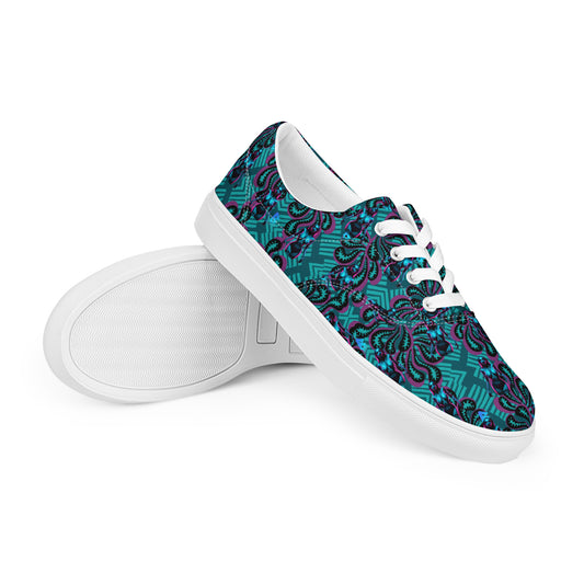 Pinup Turquoise Women’s lace-up canvas shoes