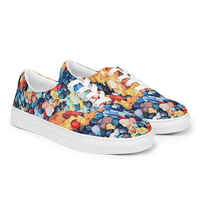 Abstract Beach Oils Women’s lace-up canvas shoes –  Free Delivery! Rock / Metal / Gothic / EDM / Clubwear - Alternative Apparel Only from Phase B Records.