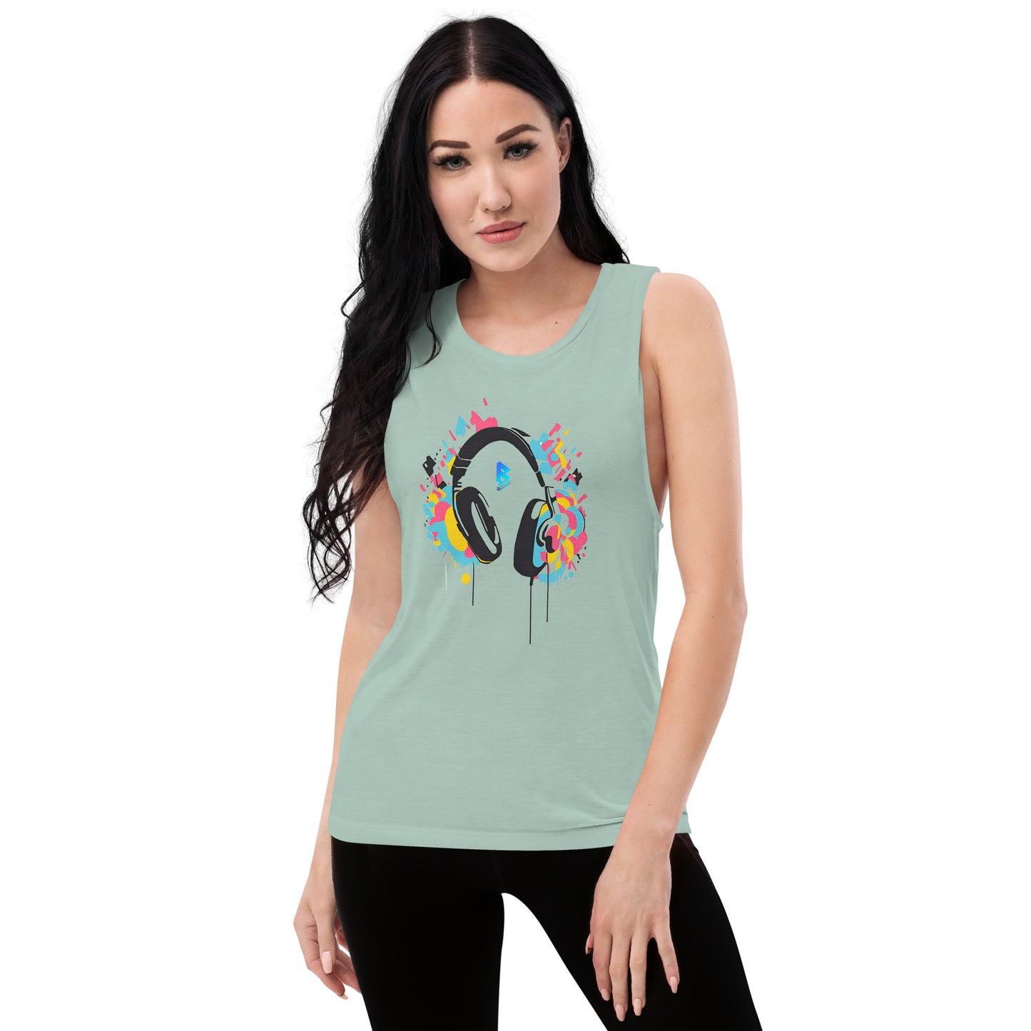 Phase B Headphones Ladies’ Muscle Tank - Free Delivery! UK Techno / EDM / Electronic Graphic Merch / Alternative Apparel and Merch Only from Phase B Records.